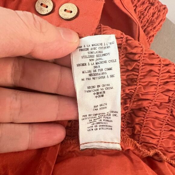 FREE PEOPLE WOMEN'S HOLD ON burnt orange smocked MINI DRESS size xs - Picture 11 of 12